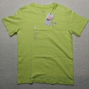 Nike T-Shirt Kids Large L Neon Green Brand New Embroidered Logo FZ5177-736